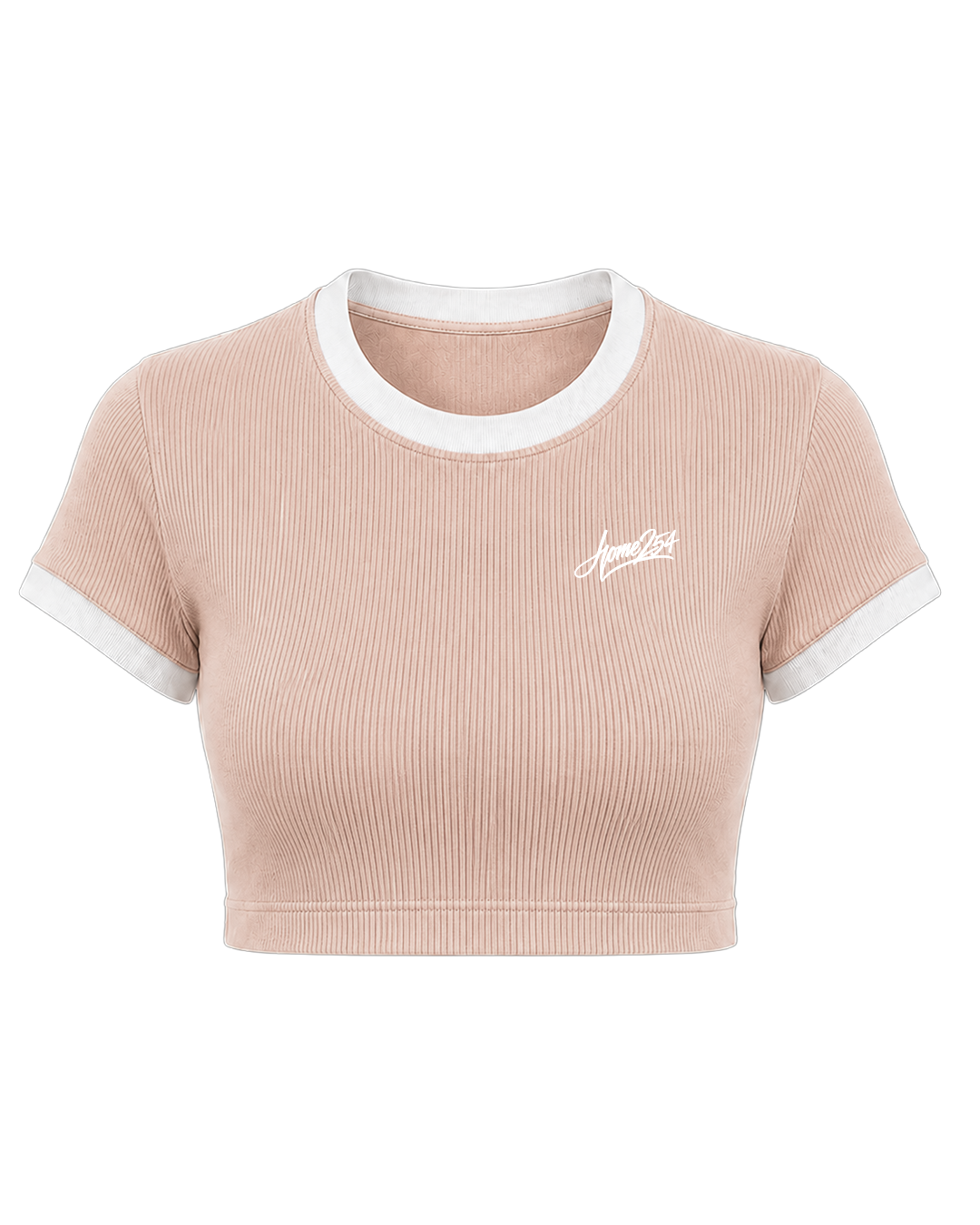 DOLLY CROPPED TEE - Peach + White