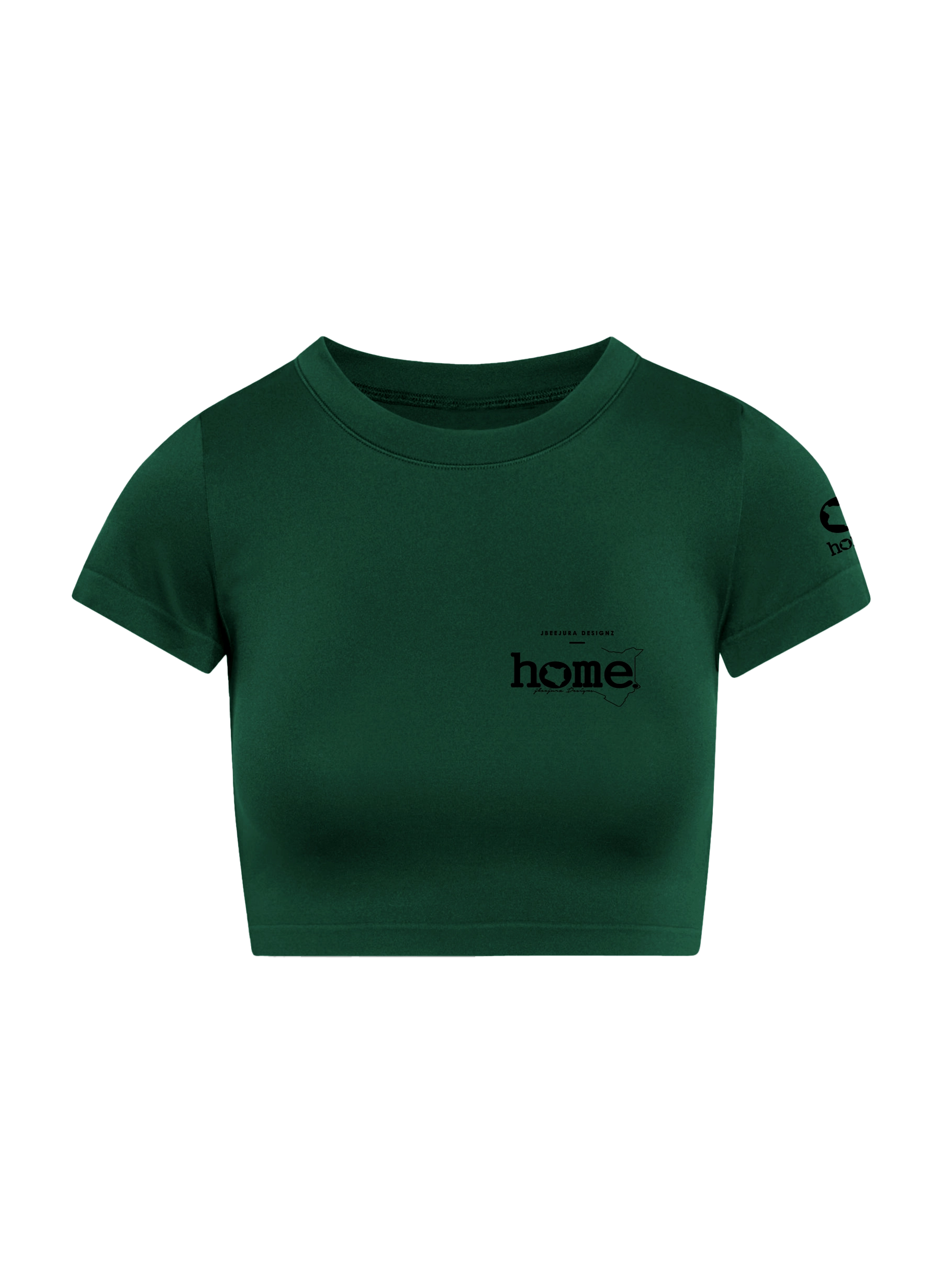 home_254 SHORT SLEEVED RICH GREEN CROPPED ARIA TEE WITH A BLACK 3D WORDS PRINT