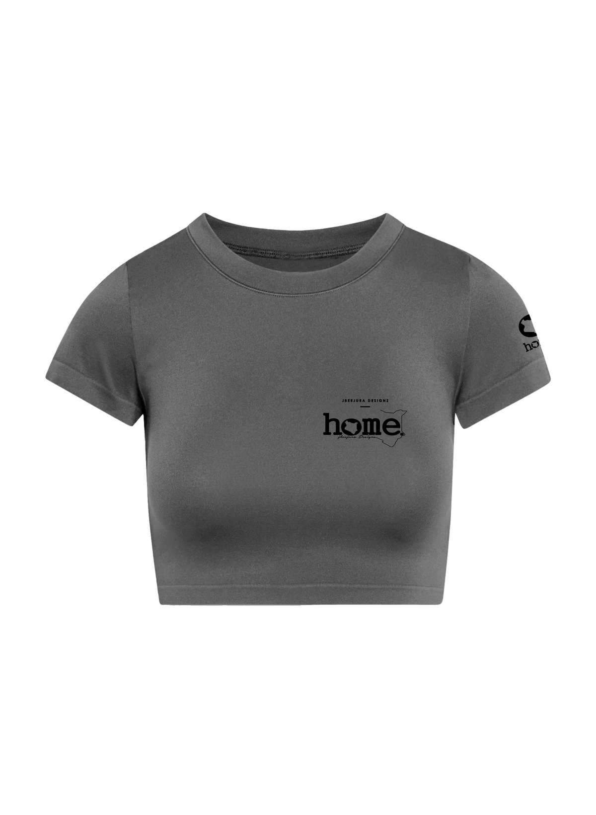home_254 SHORT SLEEVED SAGE CROPPED ARIA TEE WITH A BLACK 3D WORDS PRINT 