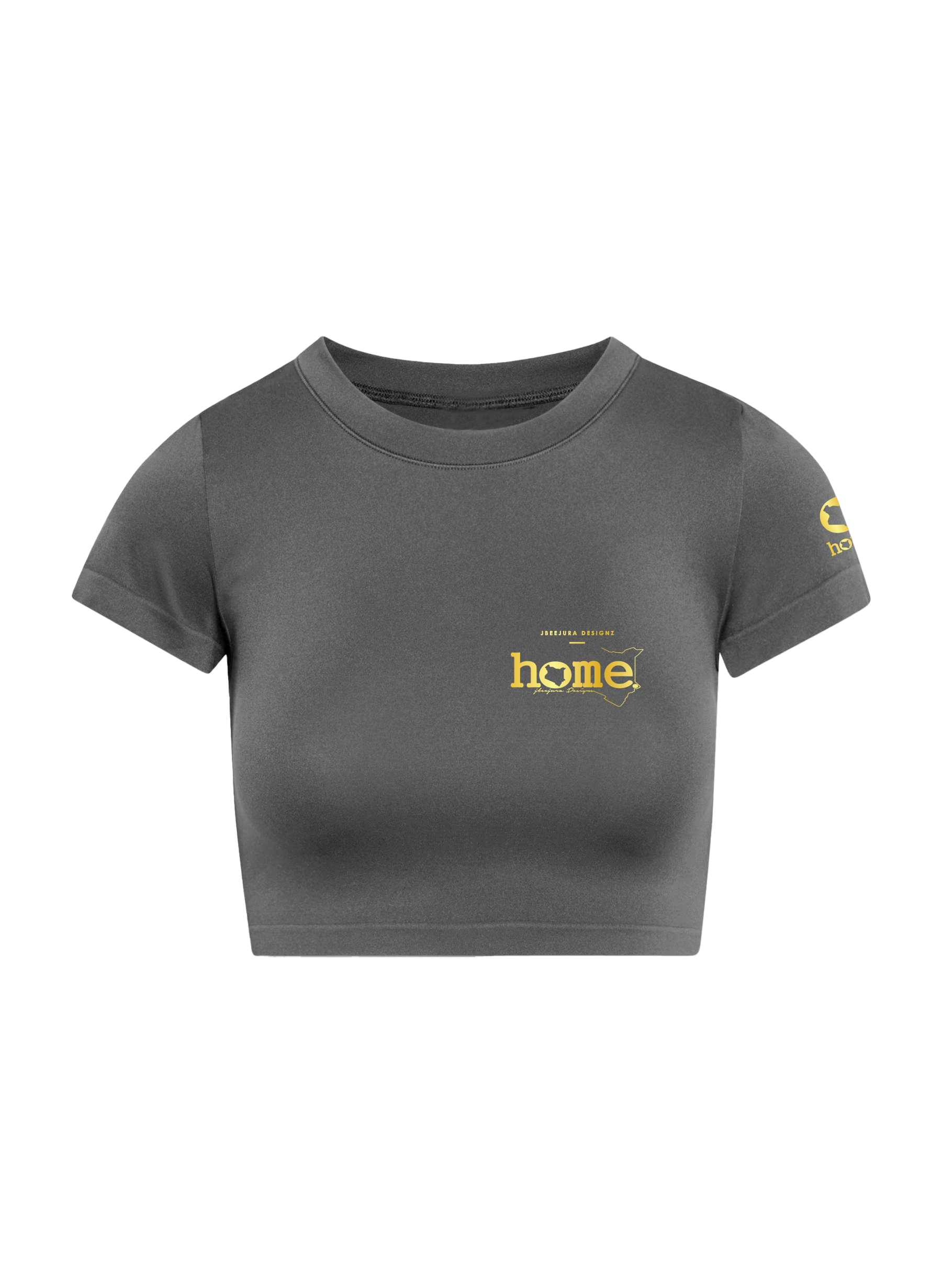 home_254 SHORT SLEEVED SAGE CROPPED ARIA TEE WITH A GOLD 3D WORDS PRINT 