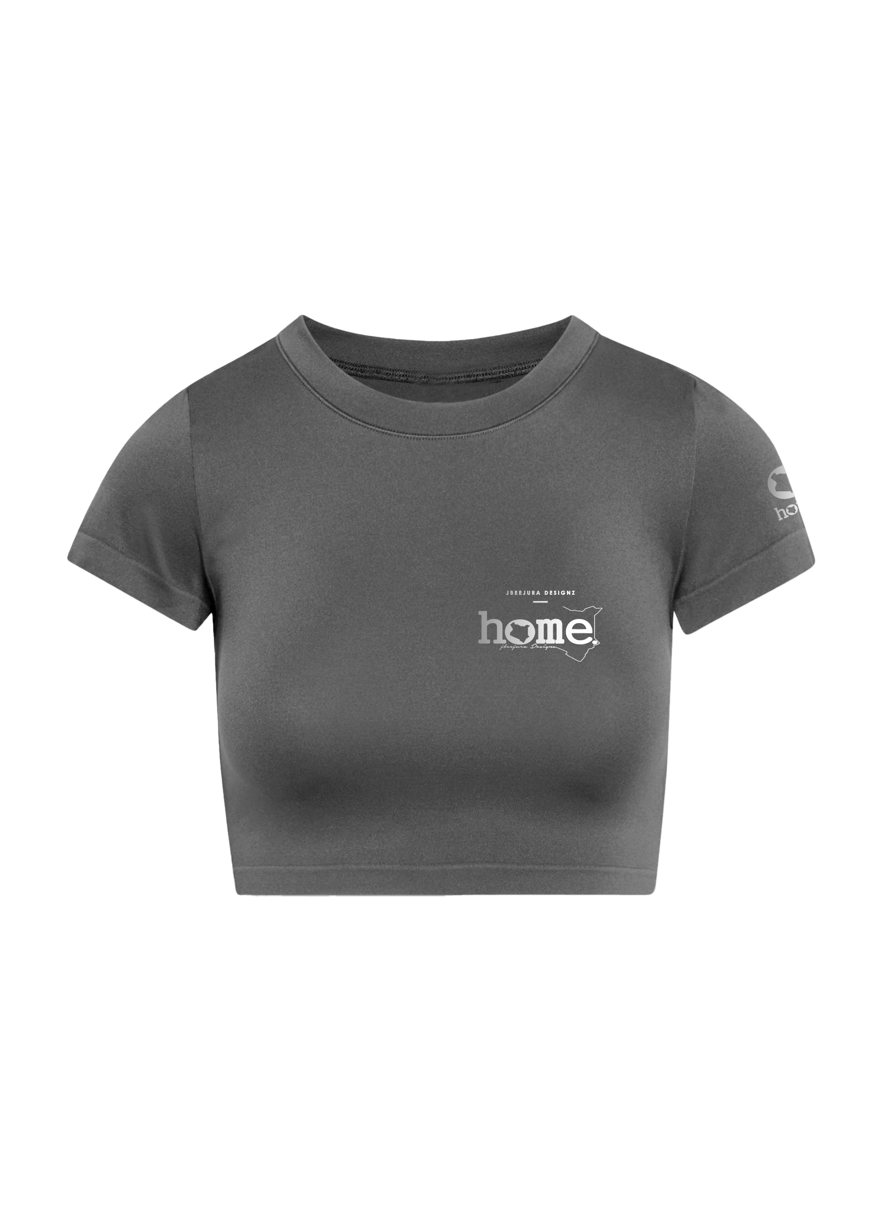home_254 SHORT SLEEVED SAGE CROPPED ARIA TEE WITH A SILVER 3D WORDS PRINT 