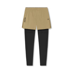 ACTIVE_254 - SAND BROWN AIR-LITE LINER SHORTS (BLACK LEGGINGS) WITH BLACK PRINTS