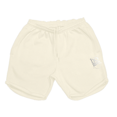 home_254 SOFT BEIGE MENS LONG SHORTS WITH A SILVER PRINT