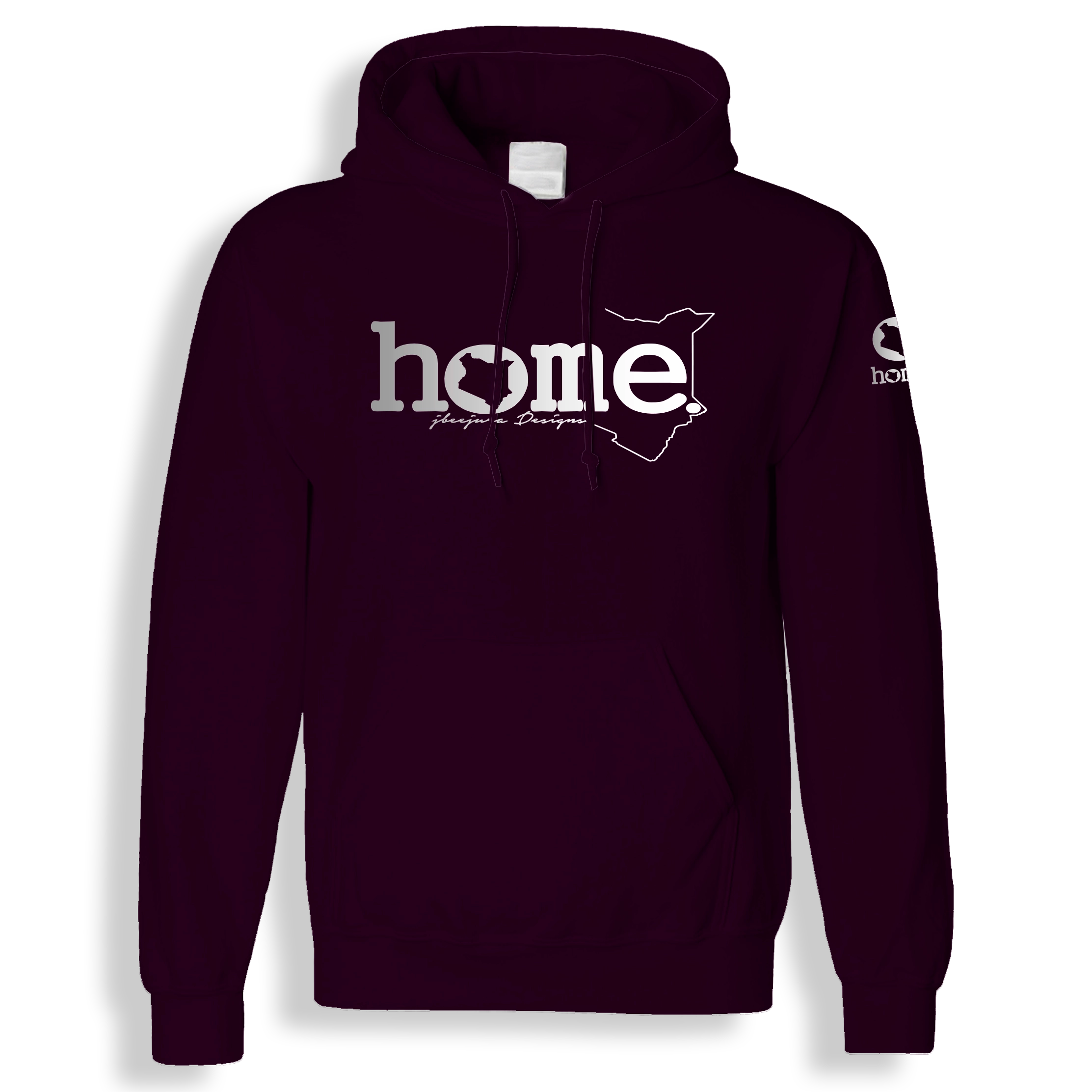 home_254 CLARET HOODIE (HEAVY FABRIC) WITH A SILVER WORDS PRINT