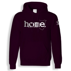 home_254 CLARET HOODIE (HEAVY FABRIC) WITH A SILVER WORDS PRINT