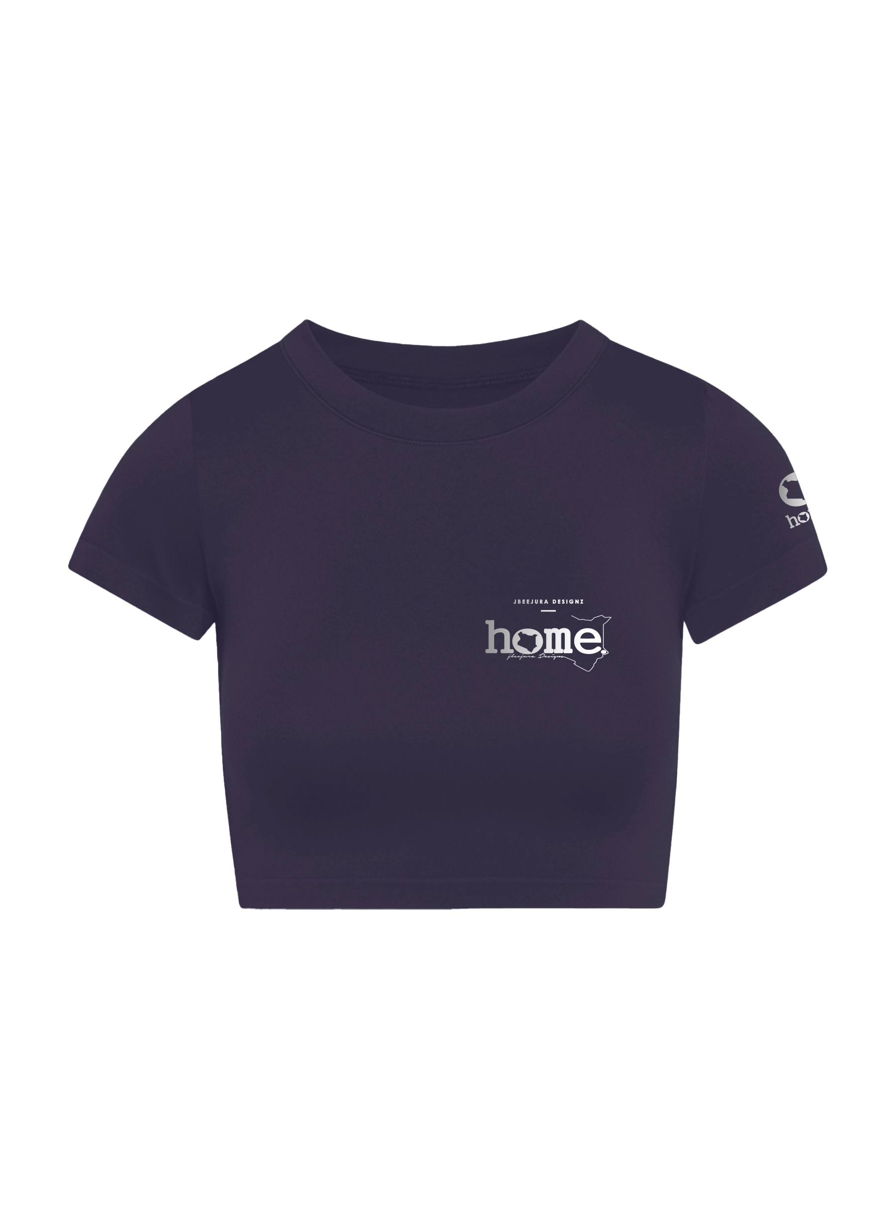home_254 SHORT SLEEVED  RICH PURPLE ARIA TEE WITH A SILVER 3D WORDS PRINT 