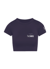 home_254 SHORT SLEEVED  RICH PURPLE ARIA TEE WITH A SILVER 3D WORDS PRINT 