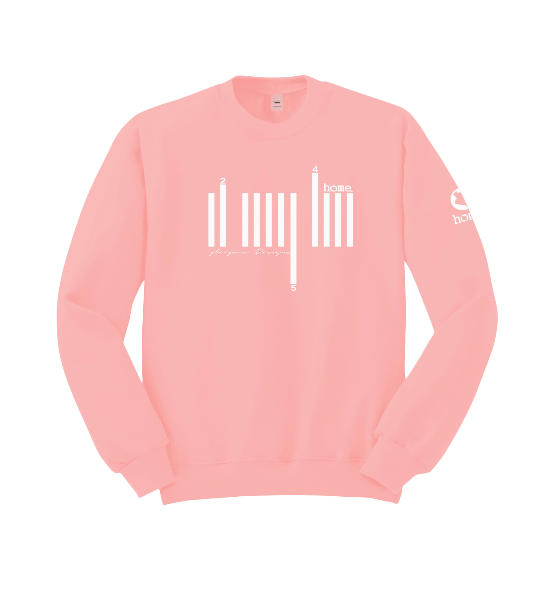 home_254 PEACH SWEATSHIRT (HEAVY FABRIC) WITH A WHITE BARS PRINT