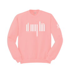 home_254 PEACH SWEATSHIRT (HEAVY FABRIC) WITH A WHITE BARS PRINT