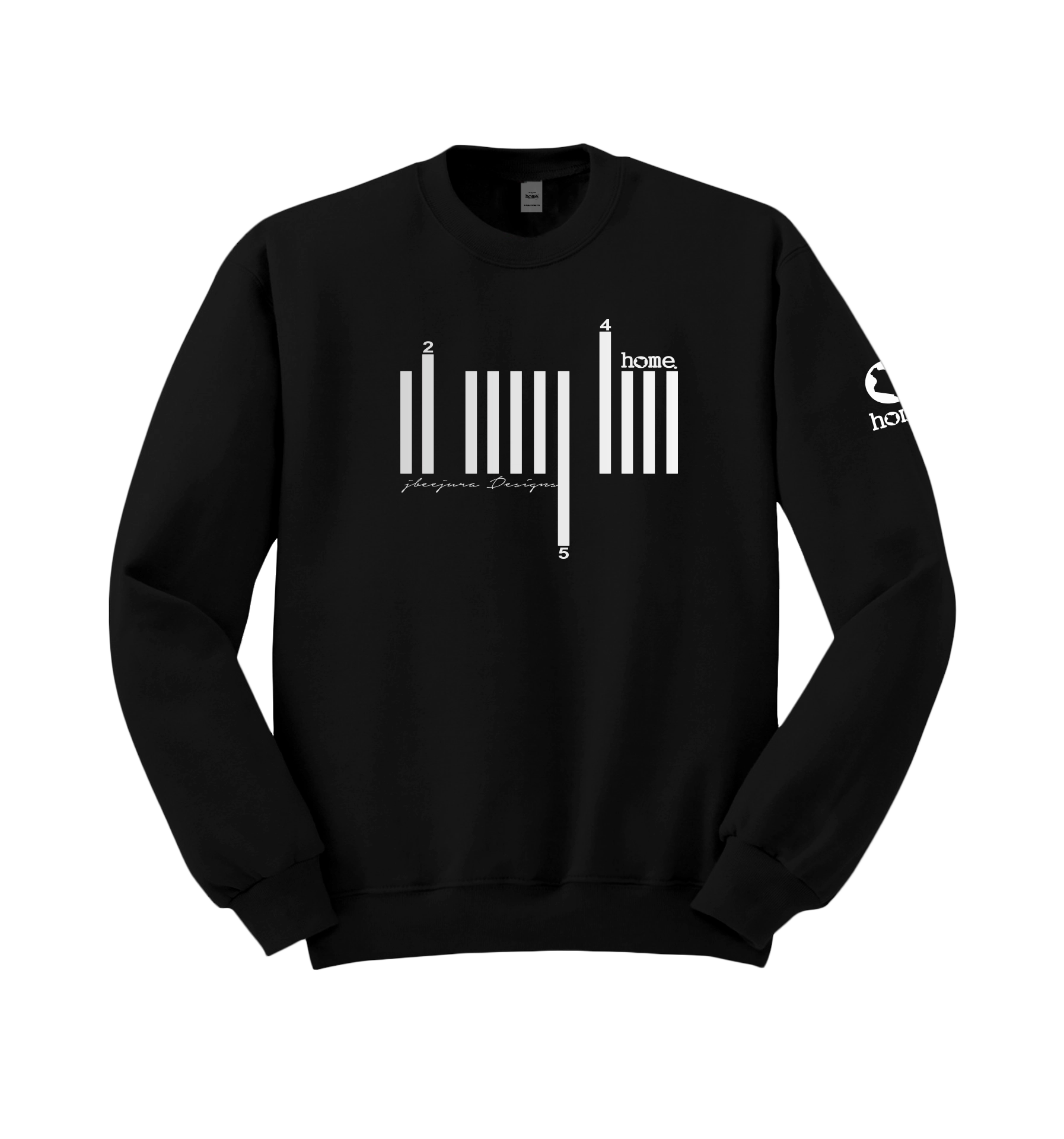 home_254 BLACK SWEATSHIRT (HEAVY FABRIC) WITH A SILVER BARS PRINT