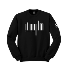 home_254 BLACK SWEATSHIRT (HEAVY FABRIC) WITH A SILVER BARS PRINT