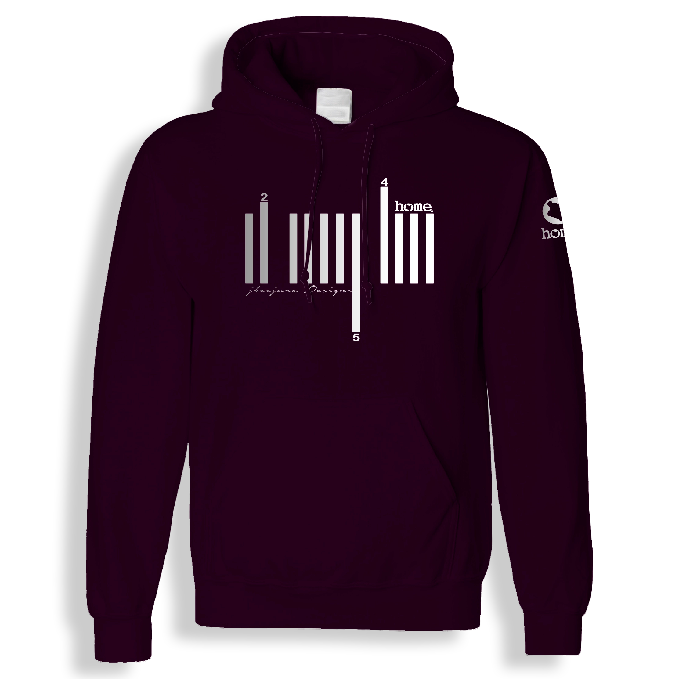 home_254 CLARET HOODIE (HEAVY FABRIC) WITH A SILVER BARS PRINT