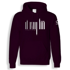 home_254 CLARET HOODIE (HEAVY FABRIC) WITH A SILVER BARS PRINT