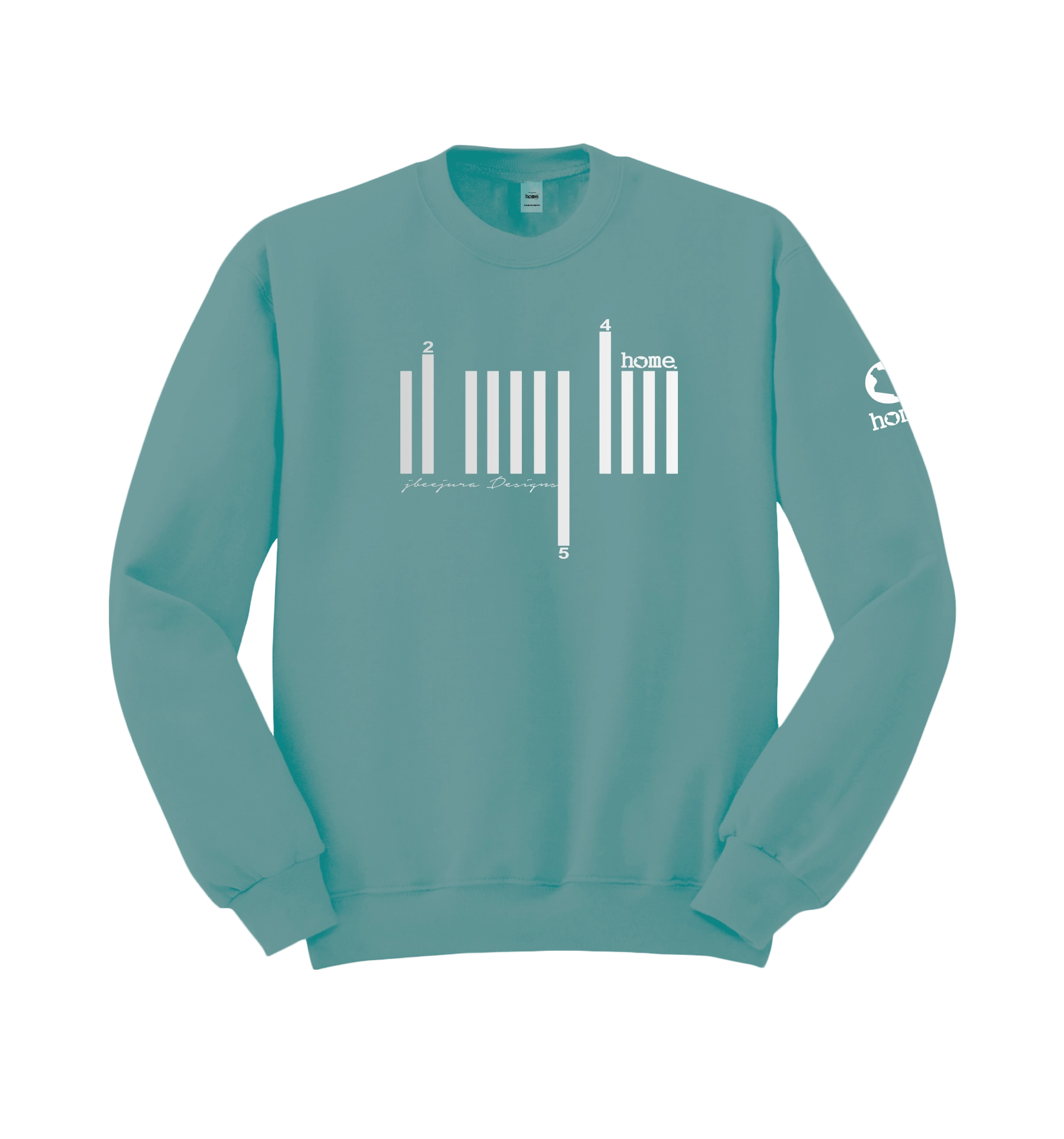 home_254 CYAN SWEATSHIRT WITH A SILVER BARS PRINT