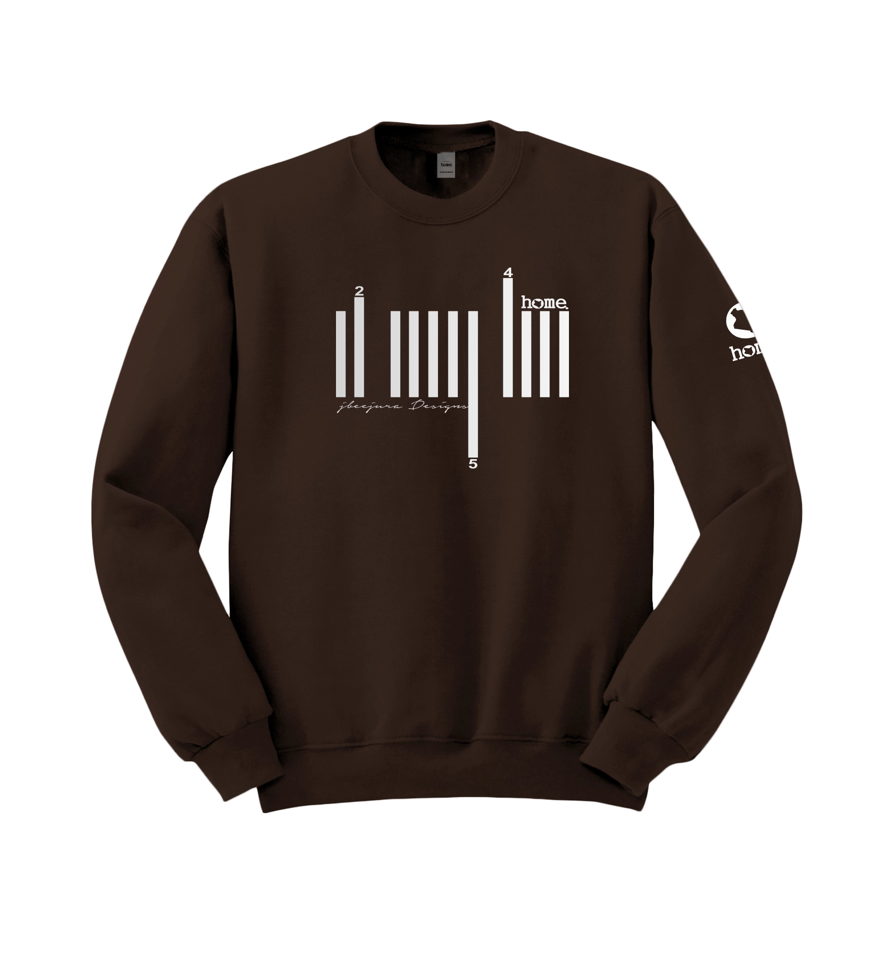 home_254 DARK BROWN SWEATSHIRT (HEAVY FABRIC) WITH A SILVER BARS PRINT