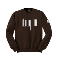 home_254 DARK BROWN SWEATSHIRT (HEAVY FABRIC) WITH A SILVER BARS PRINT