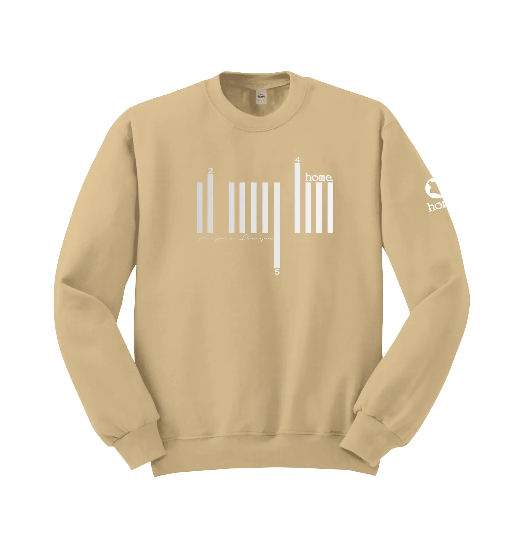 home_254 LIGHT BROWN SWEATSHIRT (MID-HEAVY FABRIC) WITH A SILVER BARS PRINT