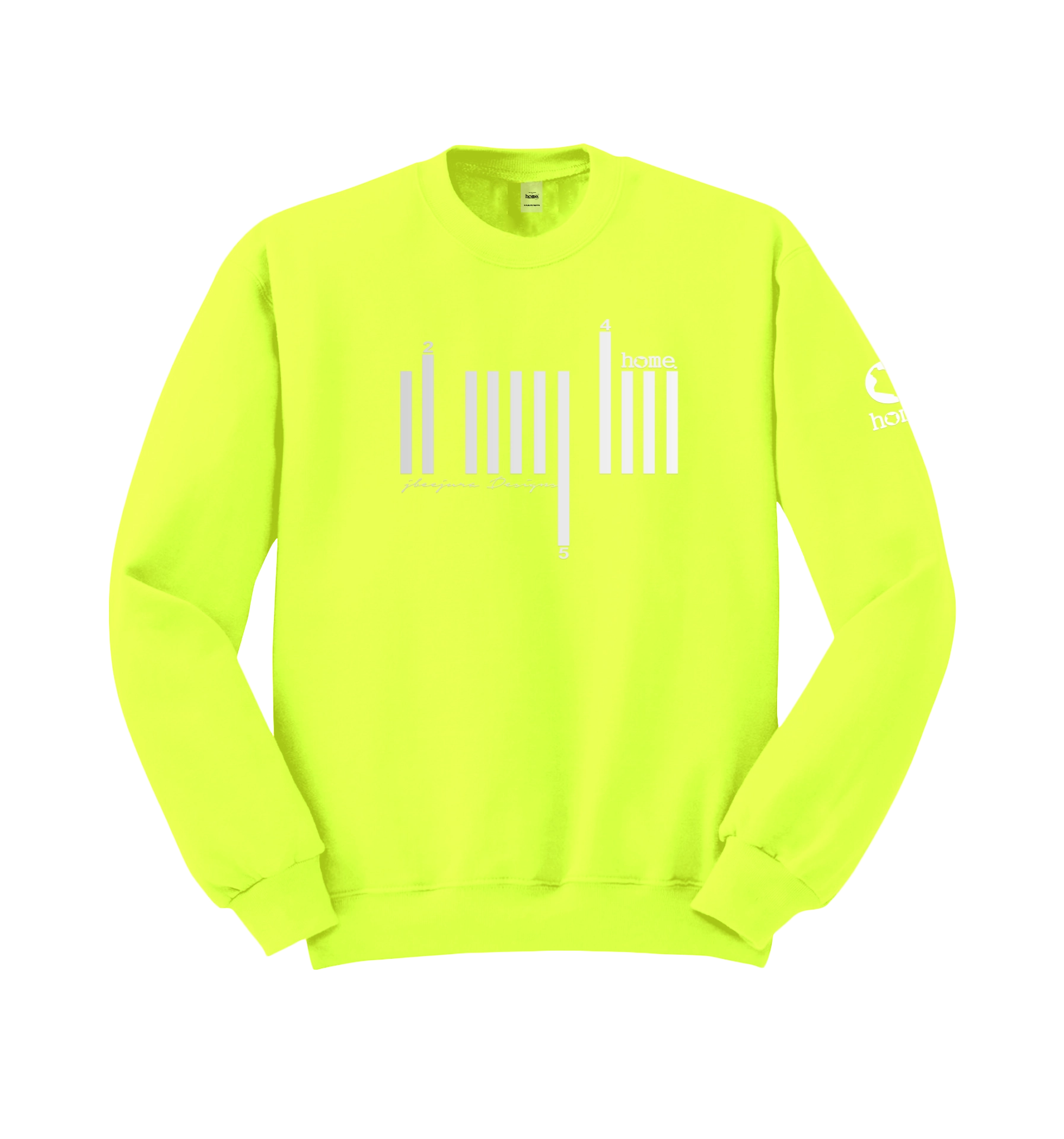 home_254 LIME GREEN SWEATSHIRT (HEAVY FABRIC) WITH A SILVER BARS PRINT