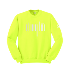 home_254 LIME GREEN SWEATSHIRT (HEAVY FABRIC) WITH A SILVER BARS PRINT