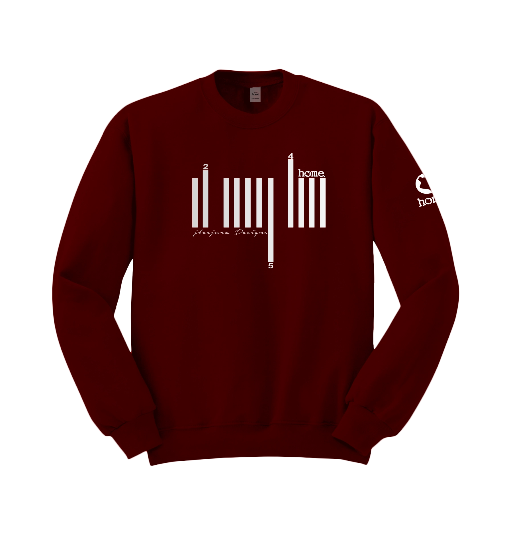 home_254 MAROON RED SWEATSHIRT WITH A SILVER BARS PRINT