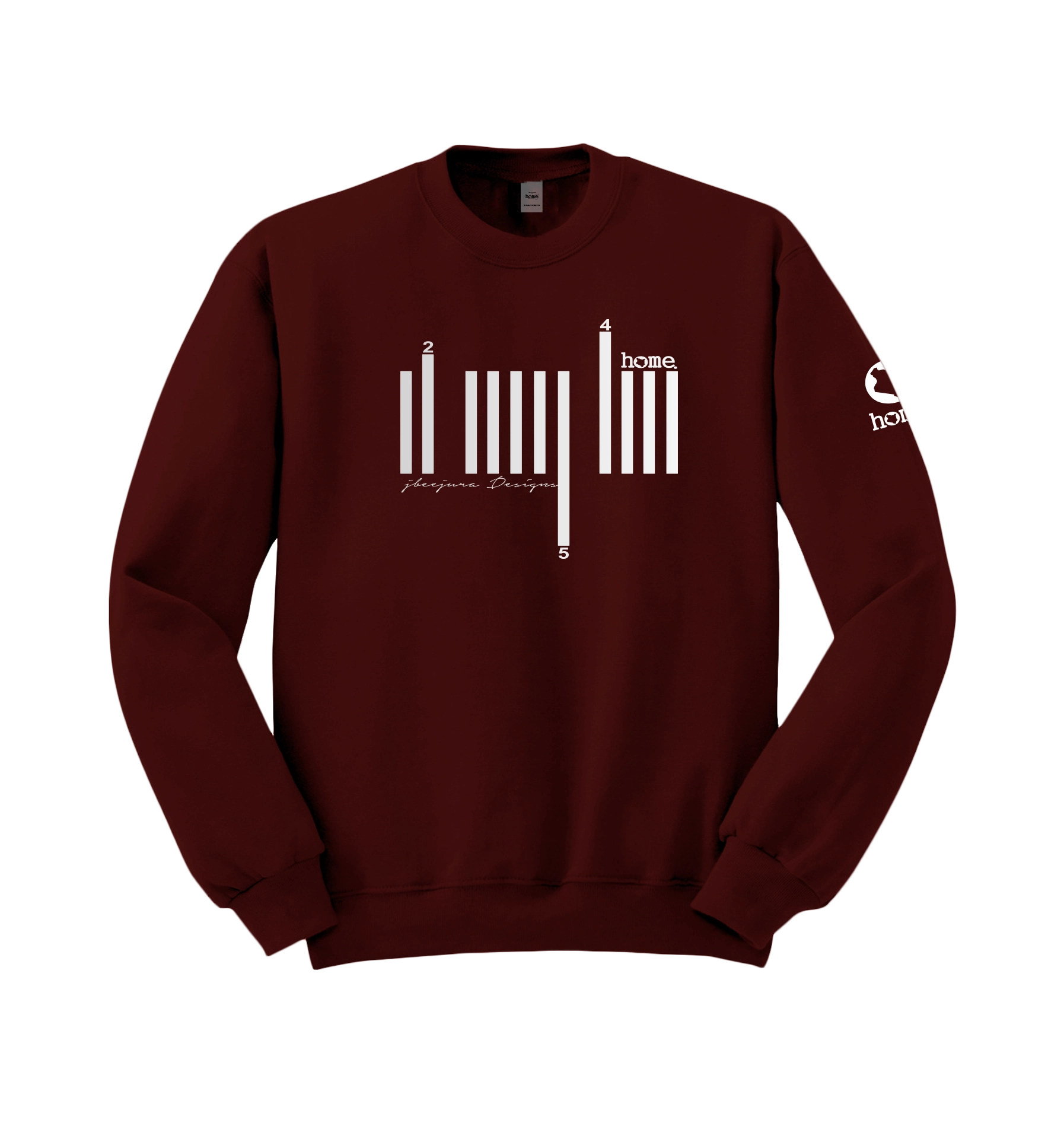 home_254 MAROON SWEATSHIRT (HEAVY FABRIC) WITH A SILVER BARS PRINT