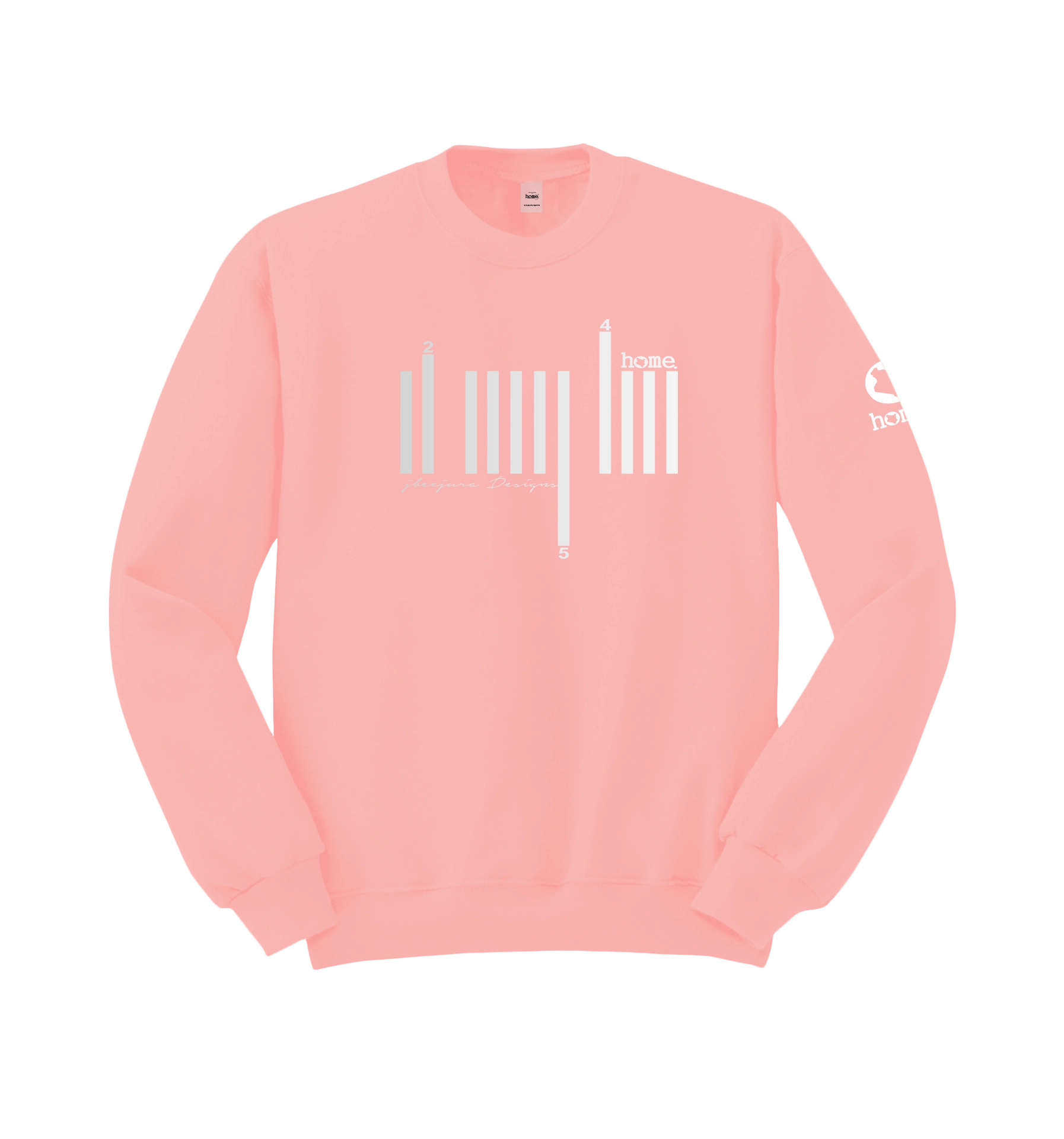 home_254 PEACH SWEATSHIRT (HEAVY FABRIC) WITH A SILVER BARS PRINT