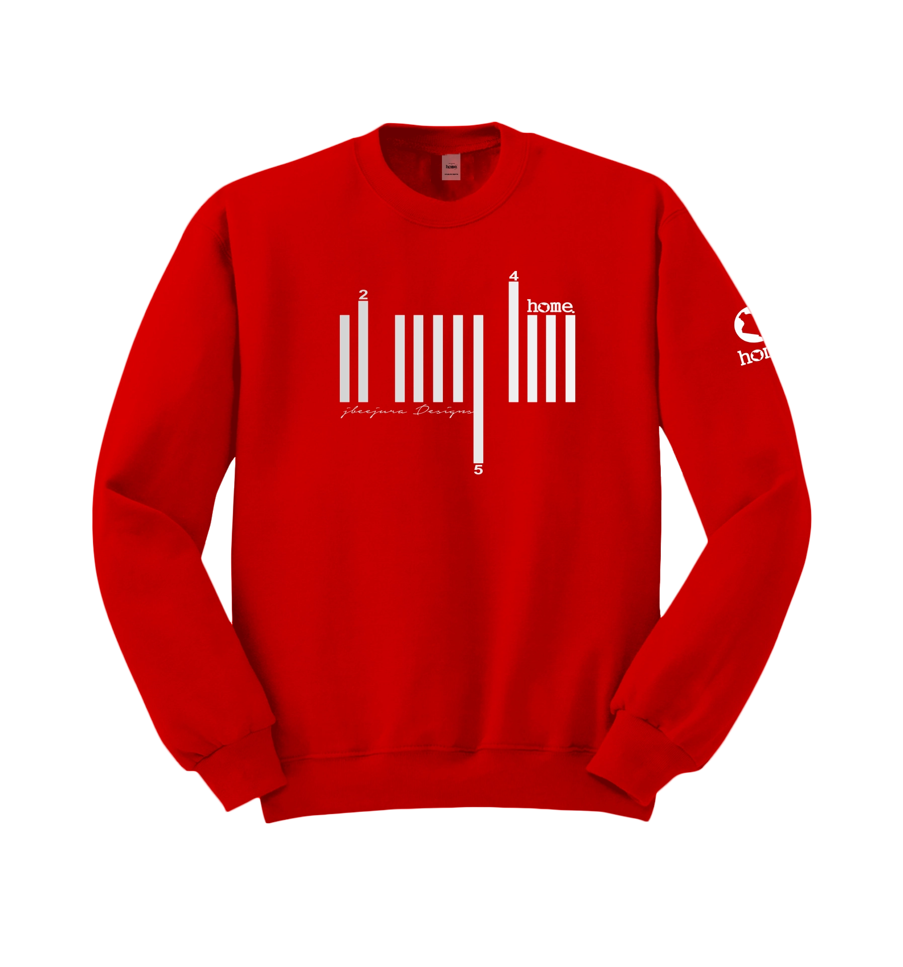 home_254 RED SWEATSHIRT WITH A SILVER BARS PRINT