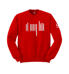 home_254 RED SWEATSHIRT WITH A SILVER BARS PRINT