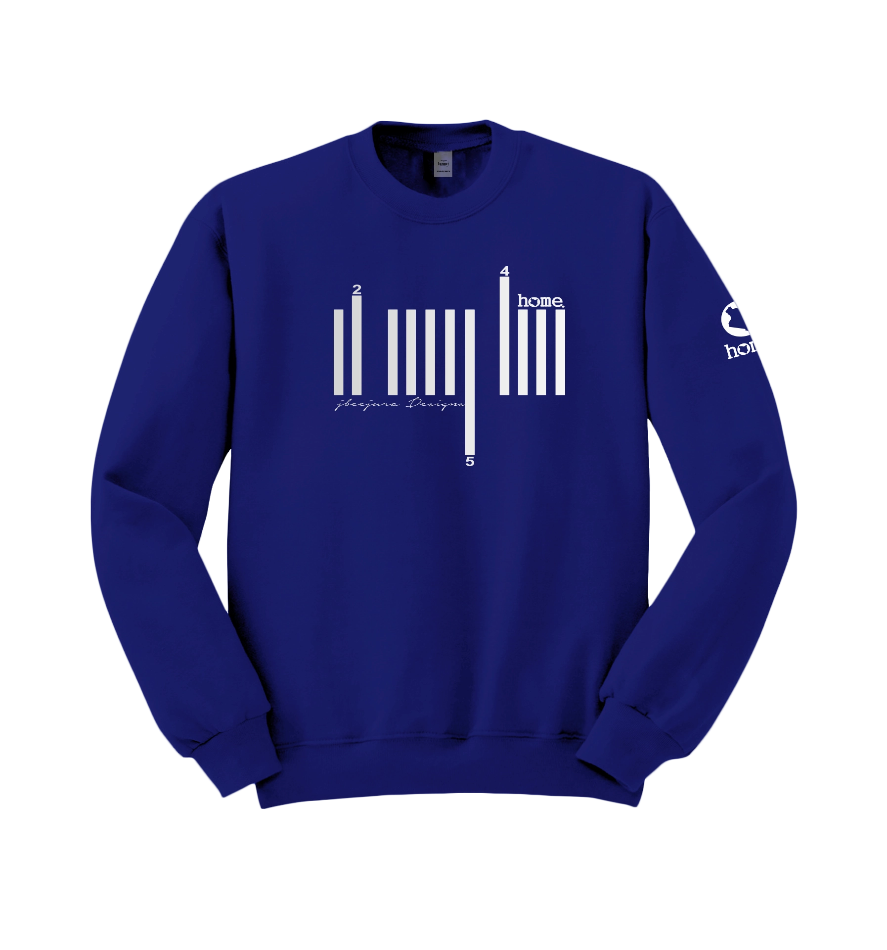 home_254 ROYAL BLUE SWEATSHIRT (HEAVY FABRIC) WITH A SILVER BARS PRINT