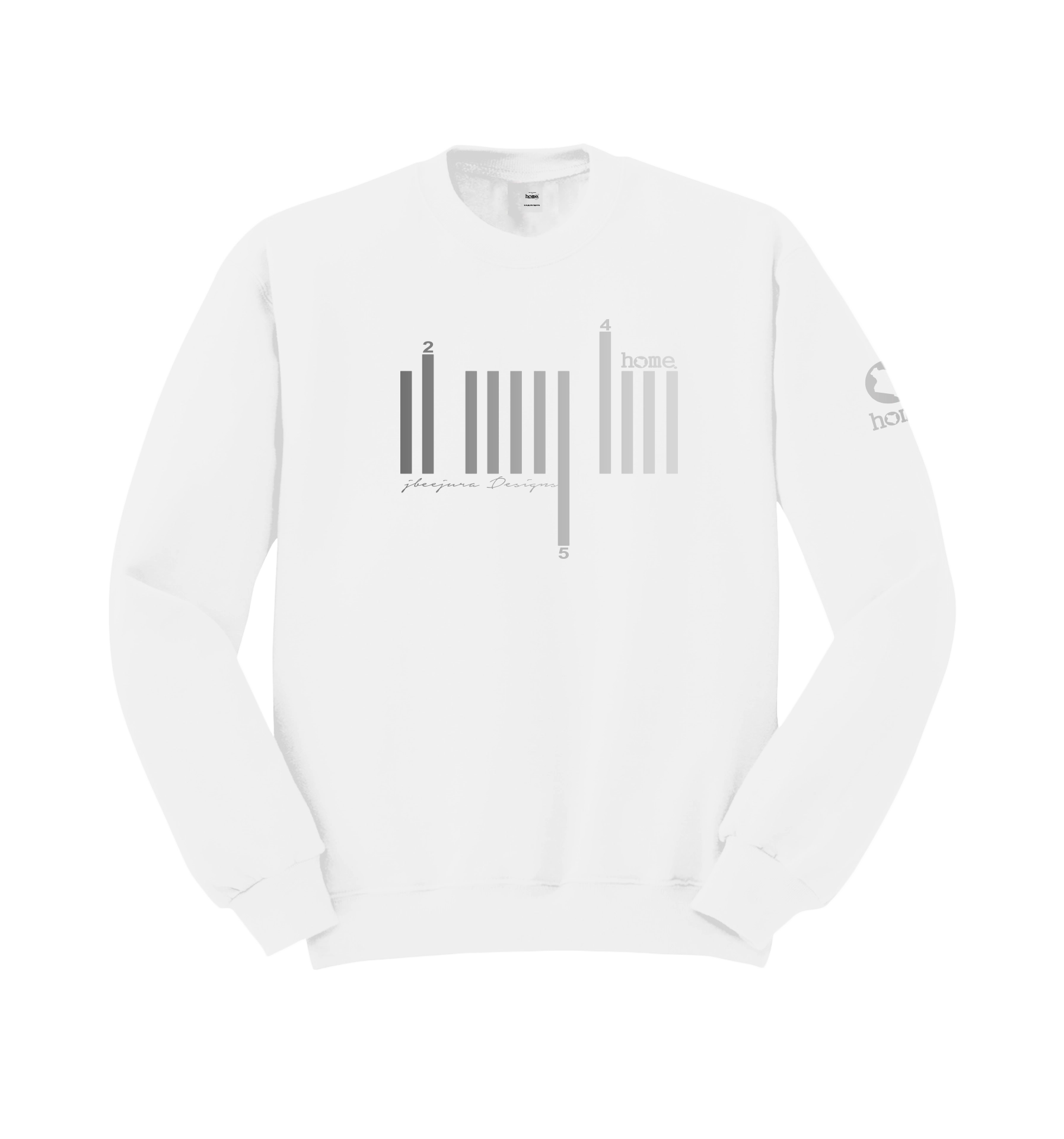 home_254 WHITE SWEATSHIRT (NUVETRA™ HEAVY) WITH A SILVER BARS PRINT