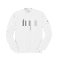 home_254 WHITE SWEATSHIRT (NUVETRA™ HEAVY) WITH A SILVER BARS PRINT