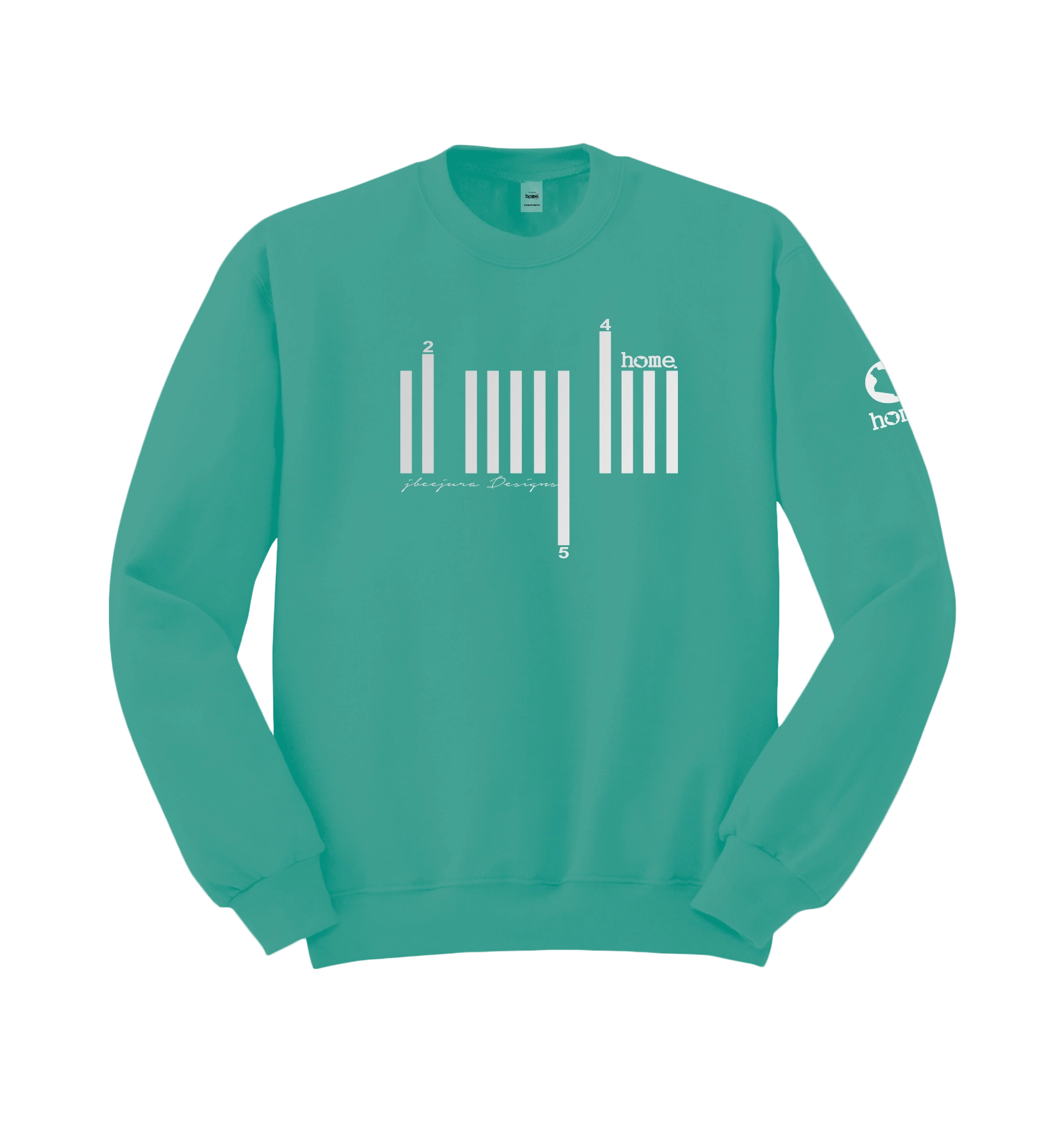 home_254 DEEP TURQUOISE SWEATSHIRT WITH A SILVER BARS PRINT