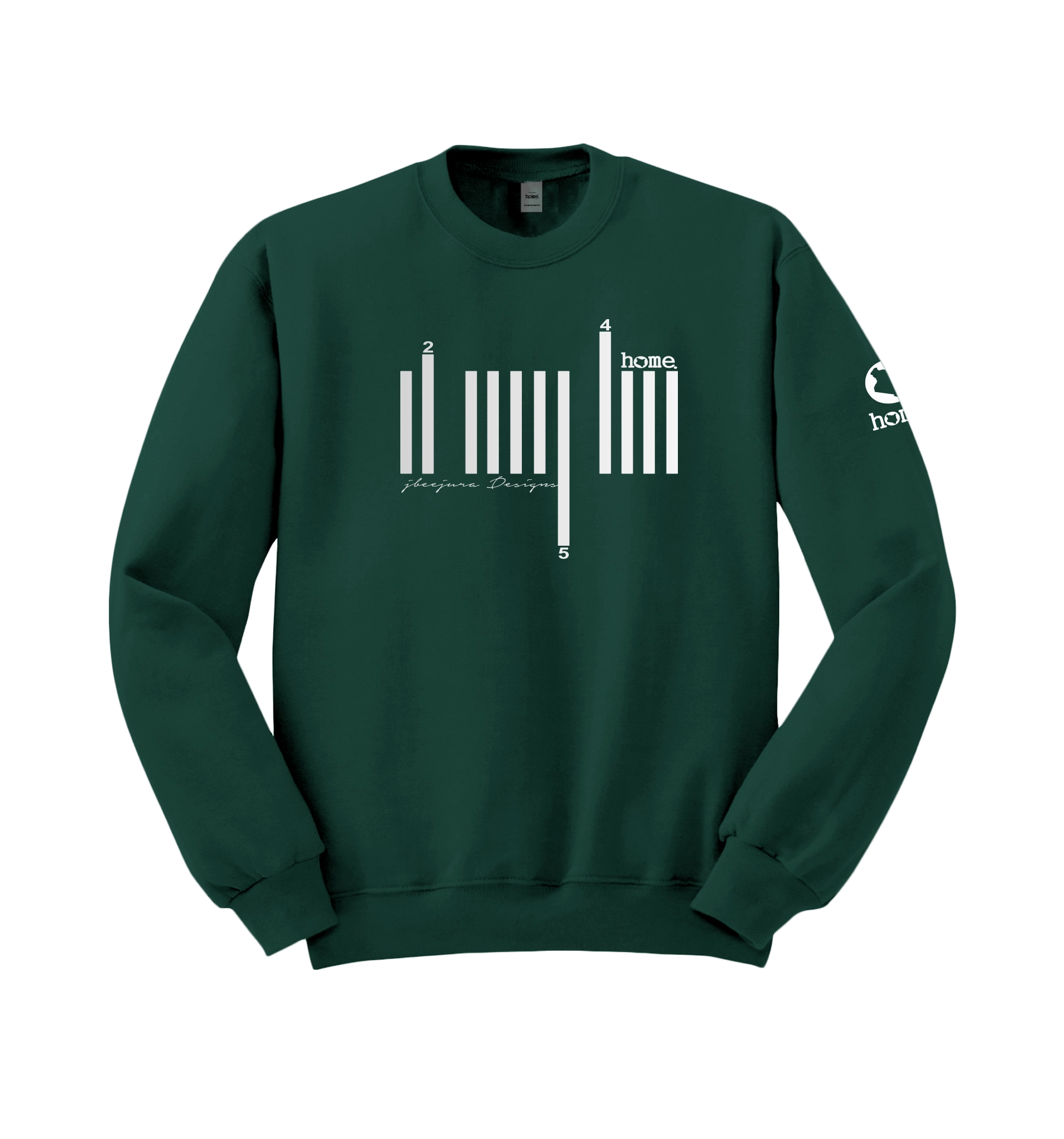 home_254 HUNTER GREEN SWEATSHIRT (NUVETRA™ HEAVY) WITH A SILVER BARS PRINT