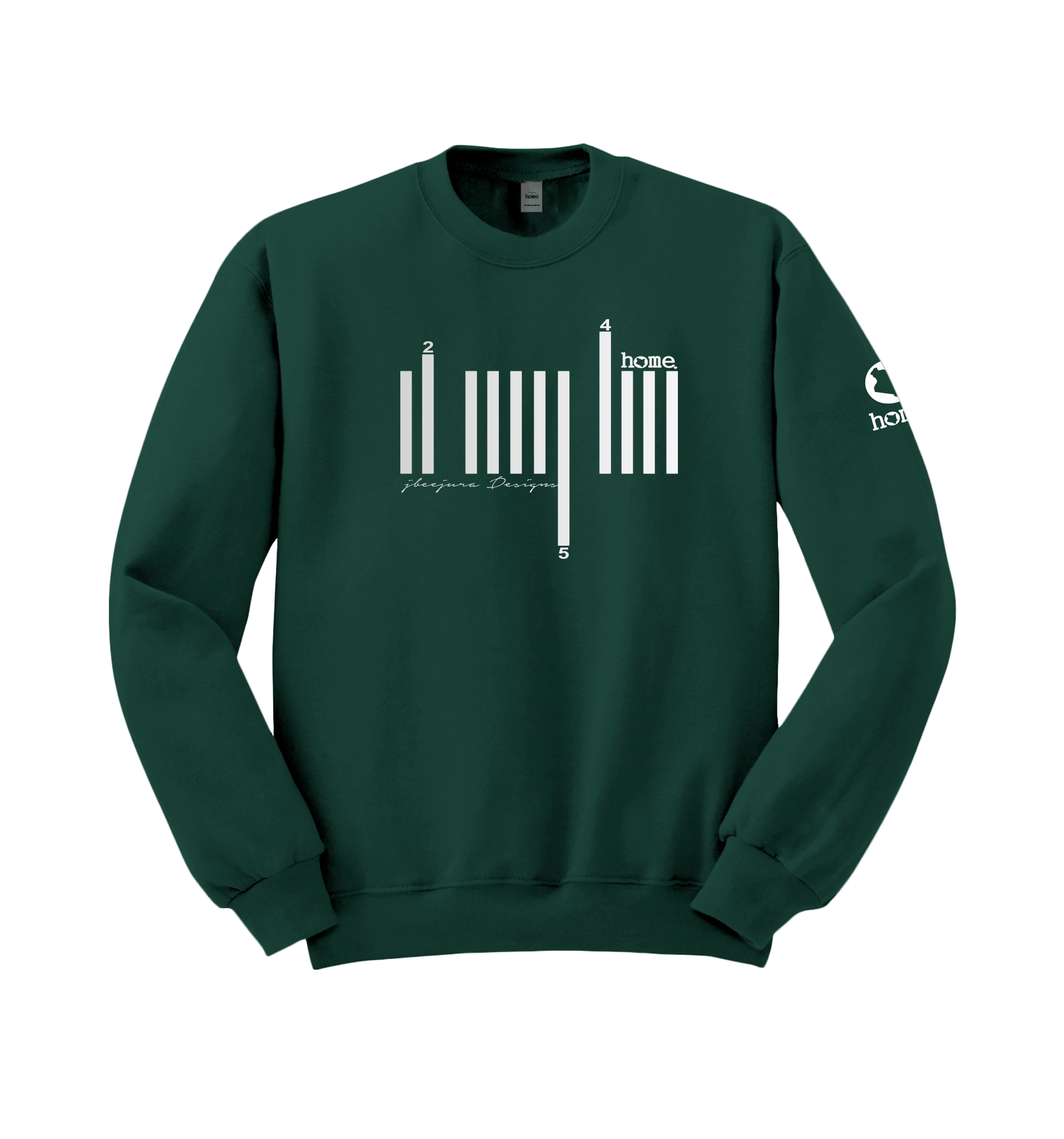 home_254 HUNTER GREEN SWEATSHIRT (MID-HEAVY FABRIC) WITH A SILVER BARS PRINT