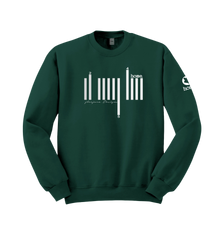 home_254 HUNTER GREEN SWEATSHIRT (MID-HEAVY FABRIC) WITH A SILVER BARS PRINT