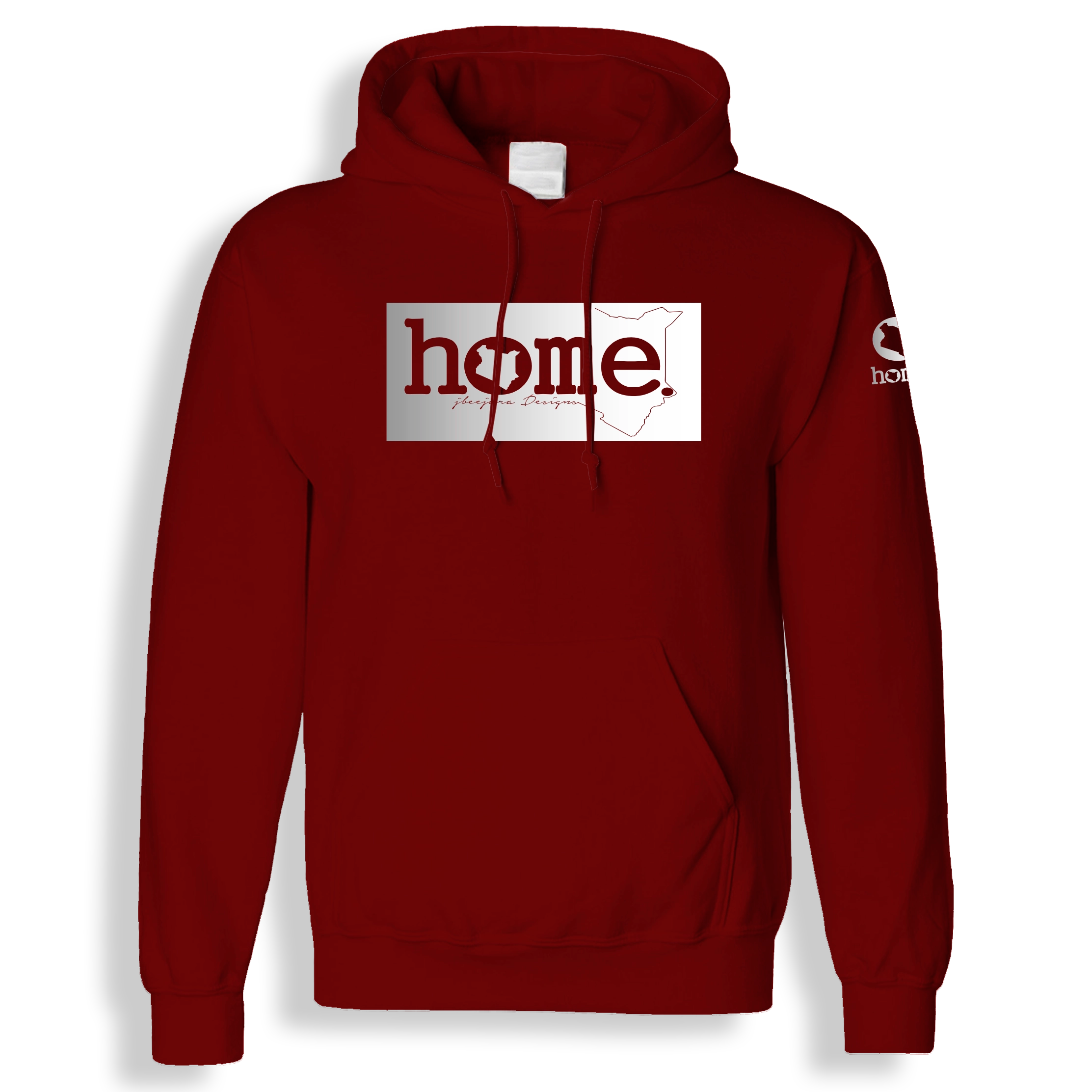 home_254 MAROON RED HOODIE (MID-HEAVY FABRIC) WITH A SILVER CLASSIC PRINT