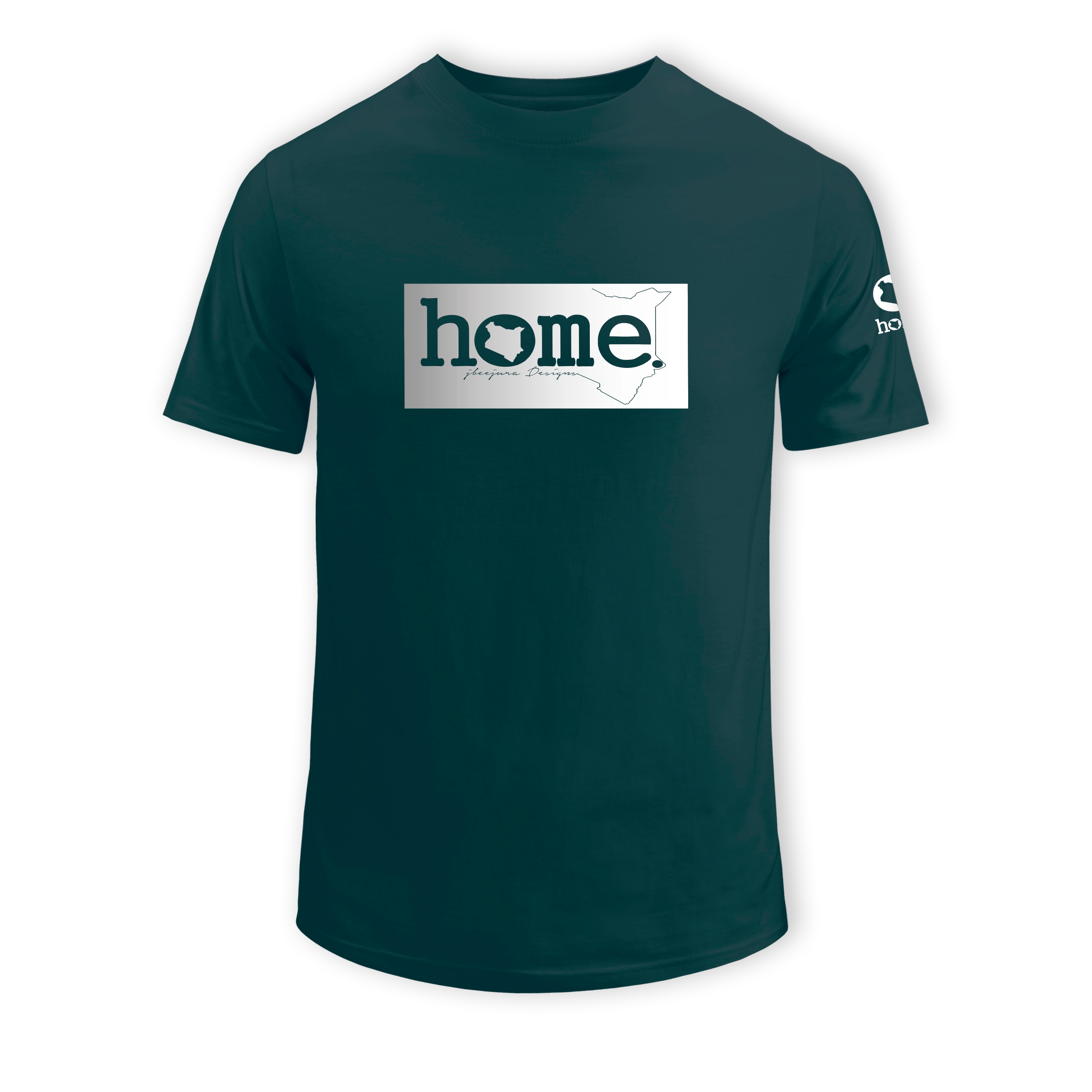 home_254 SHORT-SLEEVED DEEP AQUA T-SHIRT WITH A SILVER CLASSIC PRINT 