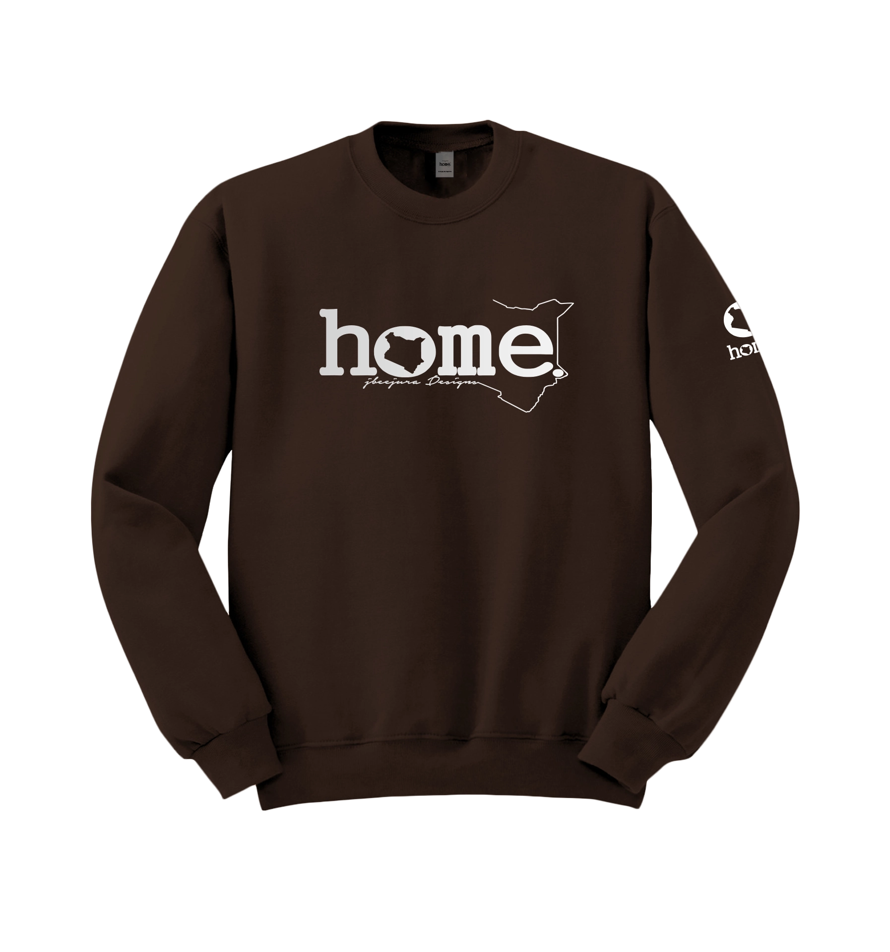 home_254 DARK BROWN SWEATSHIRT (HEAVY FABRIC) WITH A SILVER CLASSIC WORDS PRINT