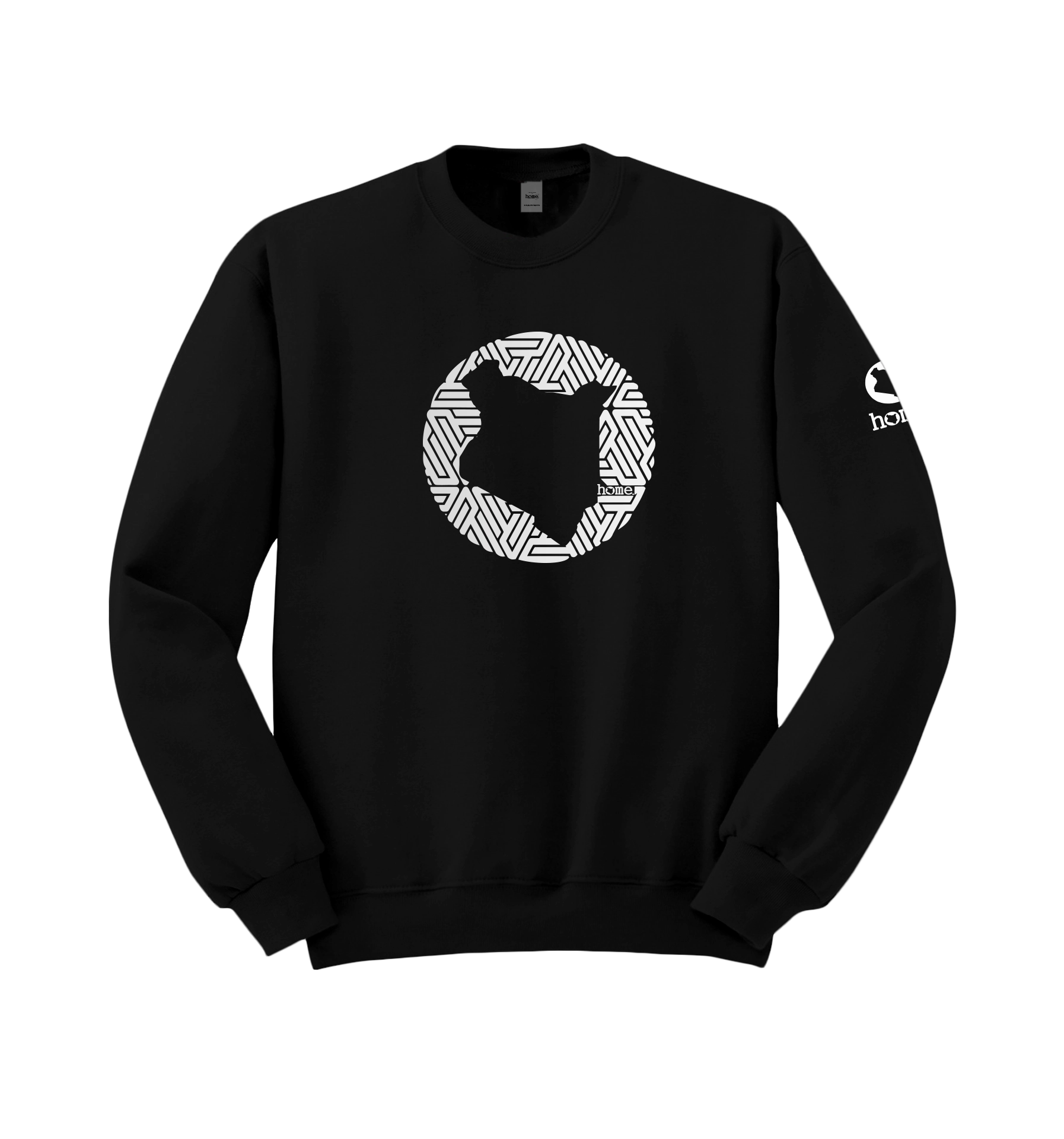 home_254 BLACK SWEATSHIRT (NUVETRA™ HEAVY) WITH A SILVER MAP PRINT