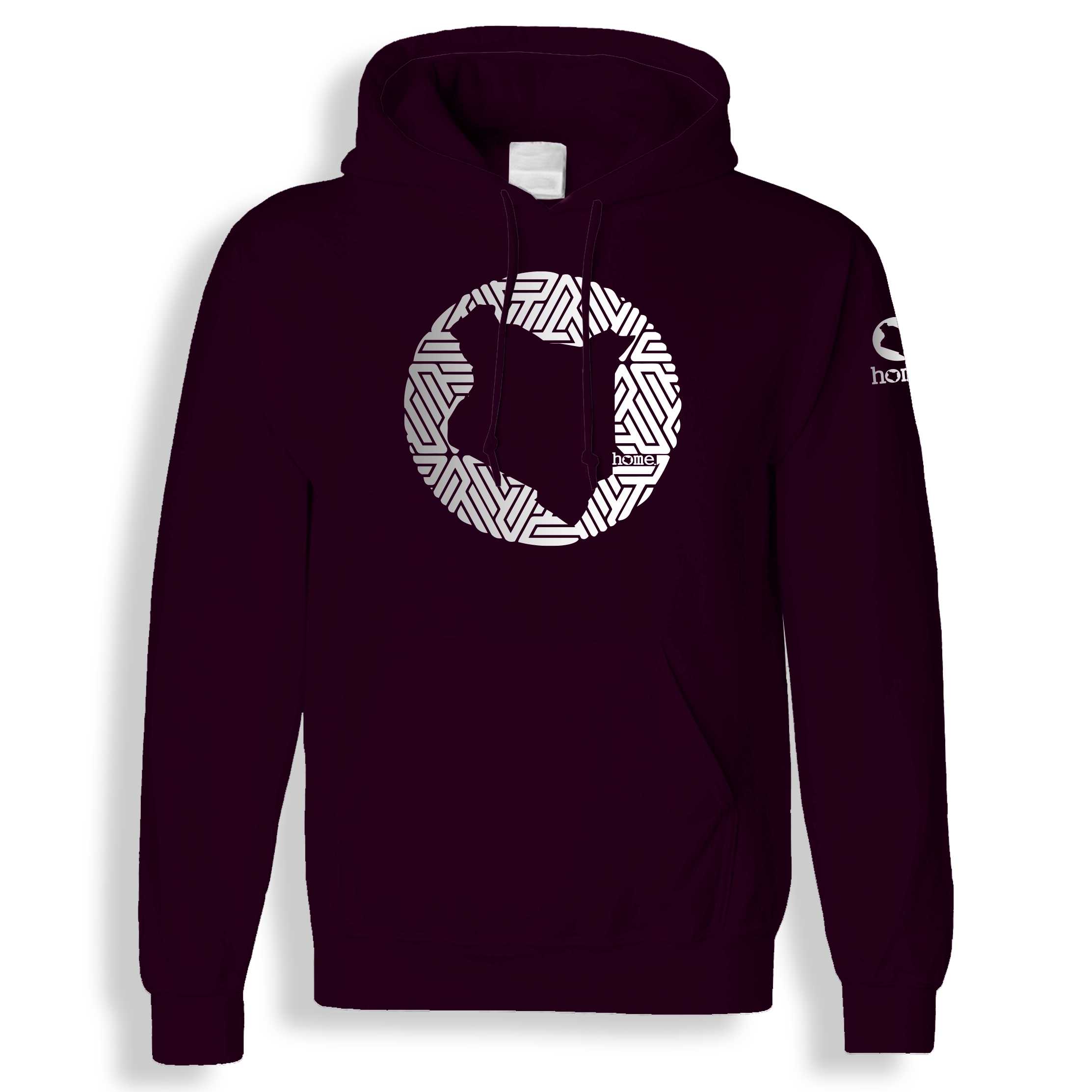 home_254 CLARET HOODIE (HEAVY FABRIC) WITH A SILVER MAP PRINT