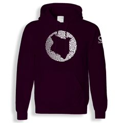 home_254 CLARET HOODIE (HEAVY FABRIC) WITH A SILVER MAP PRINT