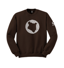 home_254 DARK BROWN SWEATSHIRT (HEAVY FABRIC) WITH A SILVER MAP PRINT