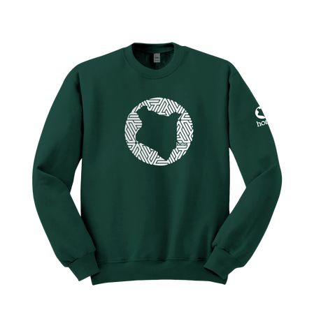 home_254 HUNTER GREEN SWEATSHIRT (NUVETRA™ HEAVY) WITH A SILVER MAP PRINT