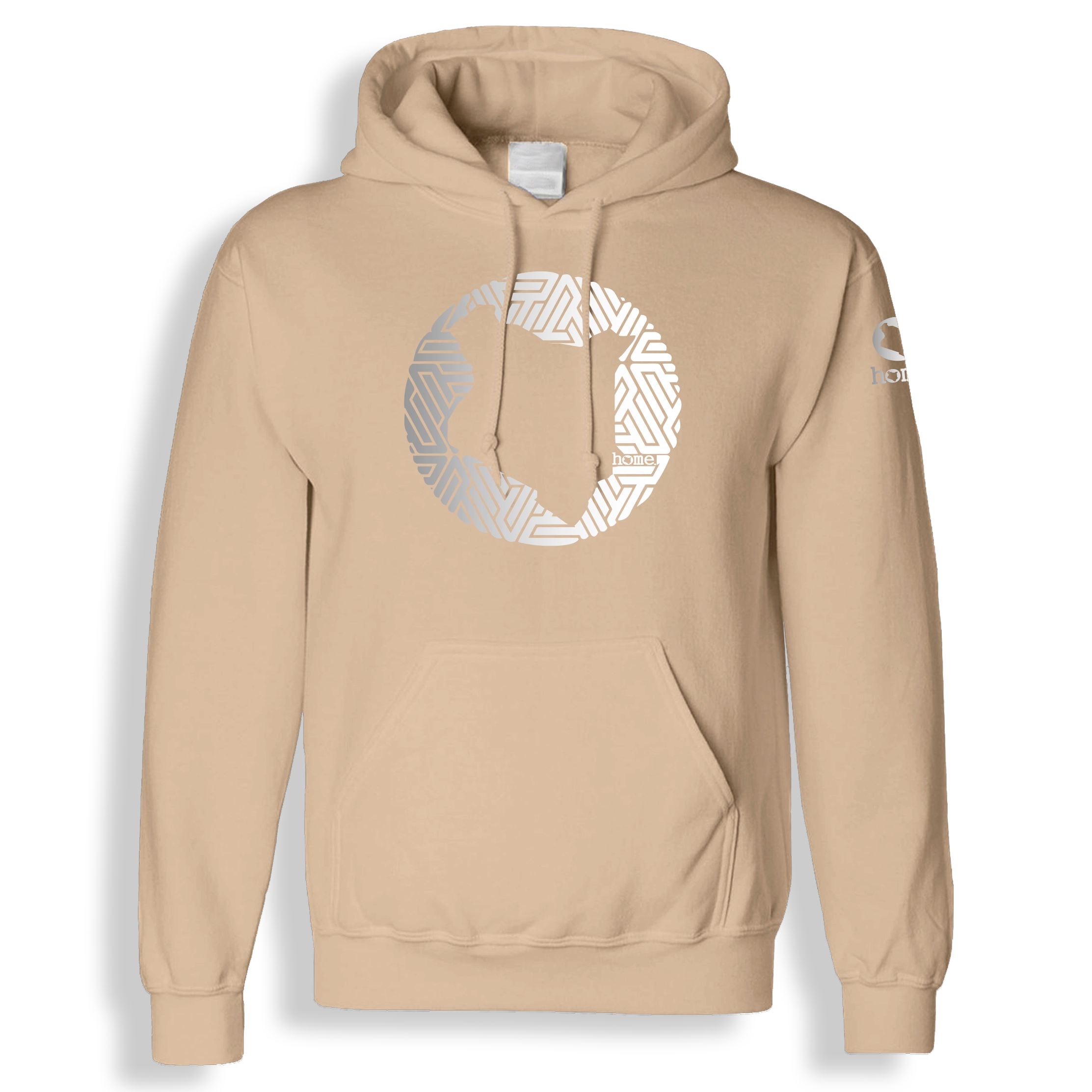 home_254 LIGHT BROWN HOODIE (HEAVY FABRIC) WITH A SILVER MAP PRINT