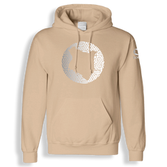 home_254 LIGHT BROWN HOODIE (HEAVY FABRIC) WITH A SILVER MAP PRINT