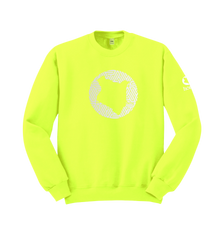 home_254 LIME GREEN SWEATSHIRT (HEAVY FABRIC) WITH A SILVER MAP PRINT