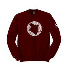 home_254 MAROON RED SWEATSHIRT WITH A SILVER MAP PRINT