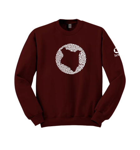 home_254 MAROON SWEATSHIRT (MID-HEAVY FABRIC) WITH A SILVER MAP PRINT