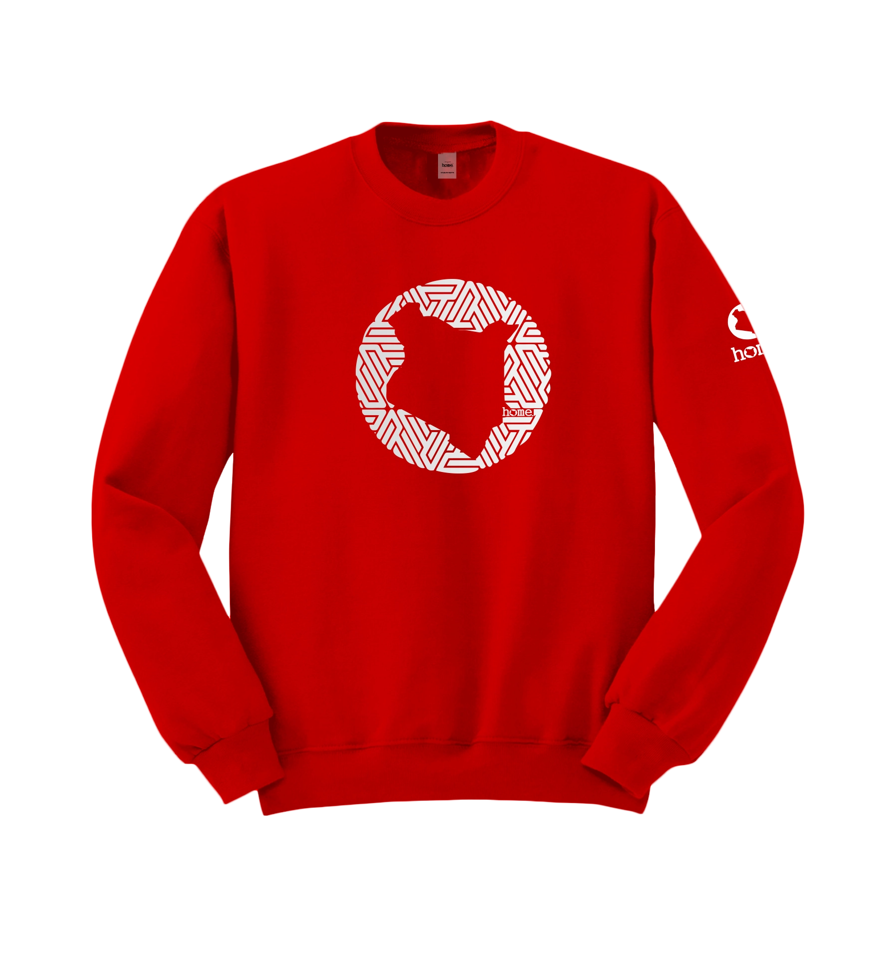 home_254 RED SWEATSHIRT WITH A SILVER MAP PRINT