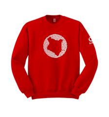 home_254 RED SWEATSHIRT WITH A SILVER MAP PRINT